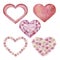 Watercolor set Valentine\\\'s Day, bright hearts