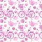 Watercolor shabby chic seamless pattern with retro bicycle and pink flowers on white background. Botanical print in vintage style