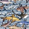 Watercolor shark seamless pattern.