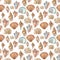 Watercolor shell seamless pattern