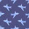 Watercolor silhouettes of airplanes seamless pattern. transport, travel, flights