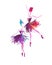 Watercolor silhouettes of ballerinas. Bright spray. Dance. Prima ballerina.
