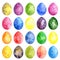 Watercolor silhouettes of easter eggs