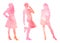 Watercolor silhouettes of women