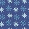 Watercolor simple seamless pattern with white snowflakes. Winter texture. Christmas template.Watercolour dark Blue