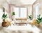 Watercolor of Simplicity in living room design with couches and