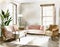 Watercolor of Simplicity in living room design with couches and