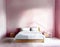 Watercolor of Simplistic pink bedroom interior with