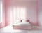 Watercolor of Simplistic pink bedroom interior with