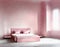 Watercolor of Simplistic pink bedroom interior with