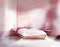 Watercolor of Simplistic pink bedroom interior with