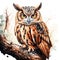 Watercolor sketch of a charming owl in a playful, artistic representation