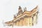 A watercolor sketch or illustration of the Humboldt University. Berlin, Germany.