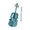 Watercolor sketch illustration of a turquoise violin. Cello