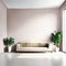 Watercolor of Sleek living room interior with blank rendered in