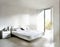 Watercolor of Sleek white bedroom with modern