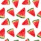 Watercolor slices of watermelons. Seamless repeat pattern