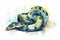 Watercolor snake illustration on white background