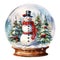 Watercolor snow globe scene capturing the magic of Christmas. Generative AI