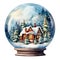 Watercolor snow globe scene capturing the magic of Christmas. Generative AI