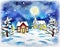 Watercolor of snow landscape home house design