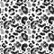 Watercolor snow leopard or cheetah seamless pattern. Monochrome wild animal coat print with black and grey spots on white