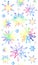 Watercolor snowflakes seamless vertical border pattern.