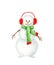 Watercolor snowman. Hand painted cute Christmas illustration with snowman in red earmuffs and scarf isolated on white