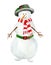 Watercolor snowman. Hand painted vintage Christmas illustration with snowman in black hat and scarf isolated on white background.