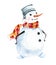 Watercolor snowman, merry illustration symbol winter, children`s illustration, new year
