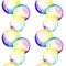 Watercolor soap bubble pattern isolated on a white background.