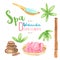 Watercolor Spa design elements on white background