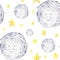 watercolor space childish cute moon stars pattern