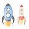 Watercolor spaceship illustration set, Cute cosmos transport clip art, kids illustration. Space clip art