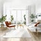 Watercolor of Spacious modern living room in Scandinavian