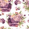 Watercolor spiritual fraog seamless pattern Sacred toad with wildflowers floral texture. Totem animals frog