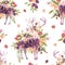 Watercolor spiritual sacred deer seamless pattern with wildflowers . Totem animals floral texture on white. Power animals