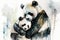 Watercolor Splatter Portrait Painting of Bear Panda Mother with Baby