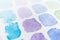 Watercolor spots. Blue and lilac stains of watercolor paint.