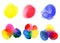 Watercolor spots of the main colors mixing with each other isolated on a white background