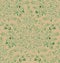 Watercolor sprigs with leaves on kraft paper. Hand-painted seamless pattern