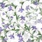 Watercolor sprigs periwinkle on a white background seamless pattern.
