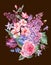 Watercolor spring bouquet with pink flowers lilacs, tulips, rose