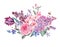 Watercolor spring bouquet with pink flowers lilacs, tulips, rose