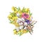 Watercolor spring bouquet on a white background. Floral pattern for design.