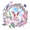 Watercolor spring Happy Easter wreath