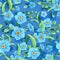 Watercolor spring illustration. Forget-me-nots on a dark blue background.Seamless pattern with light blue flowers.