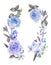 Watercolor spring round wreath with blue roses