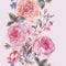 Watercolor spring seamless border with english roses