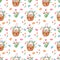 Watercolor spring seamless pattern with Easter baskets with colorful eggs